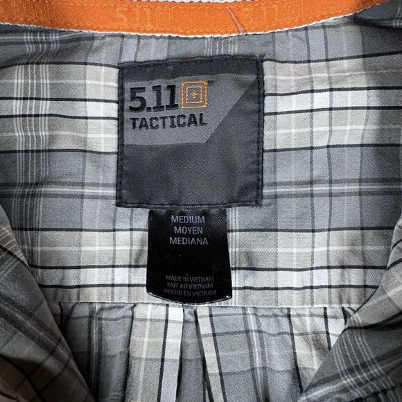 511‎ TACTICAL Shirt Mens Medium Gray Snap Button Up Long Sleeve Flex Performance - Picture 4 of 10